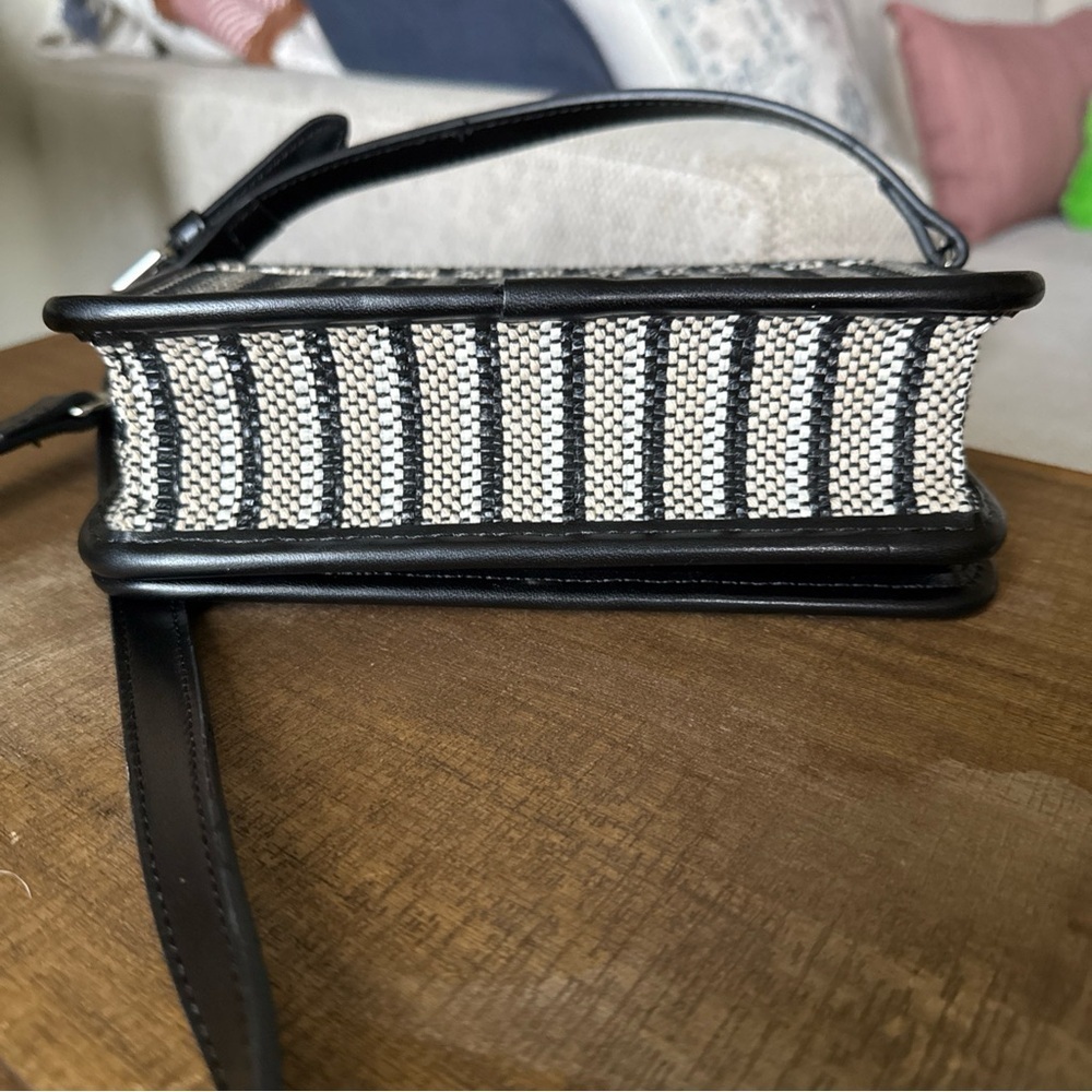 Zara Fabric Crossbody Clutch Bag Black/white/tan - Picture 4 of 10